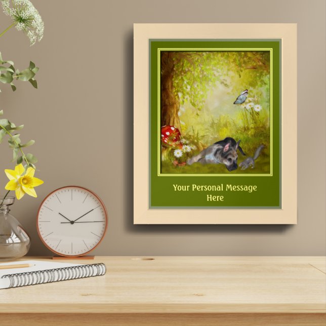 German Shepherd Puppy Personalized Framed Art (Table Top)