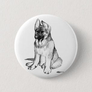 German Shepherd Puppy Pinback Button
