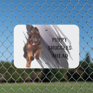 German Shepherd Puppy Running Happily Metal Sign