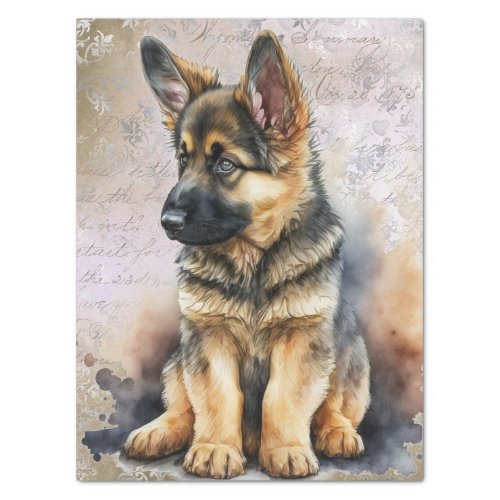 German Shepherd Puppy Watercolor Tissue Paper