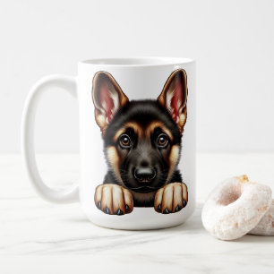 German Shepherd Puppy with Expressive Eyes  Coffee Mug