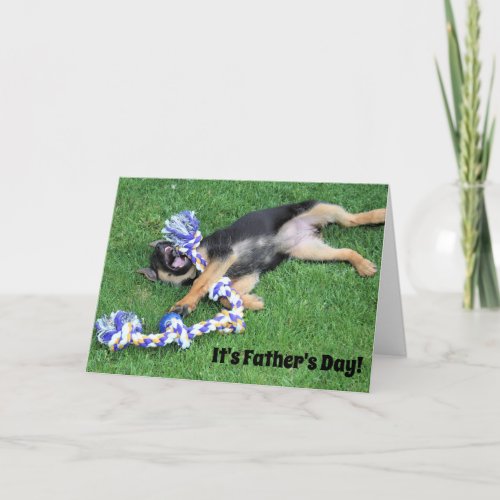 German Shepherd Puppy with Toy Fathers Day Card
