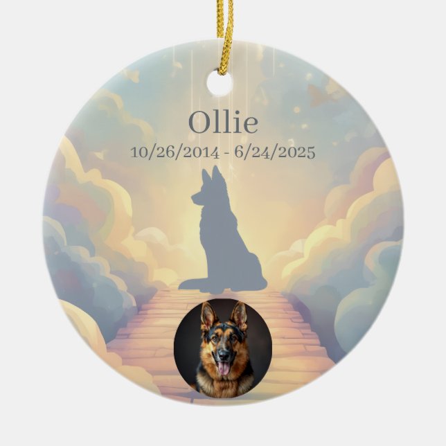 German Shepherd Rainbow Bridge Ornament (Front)