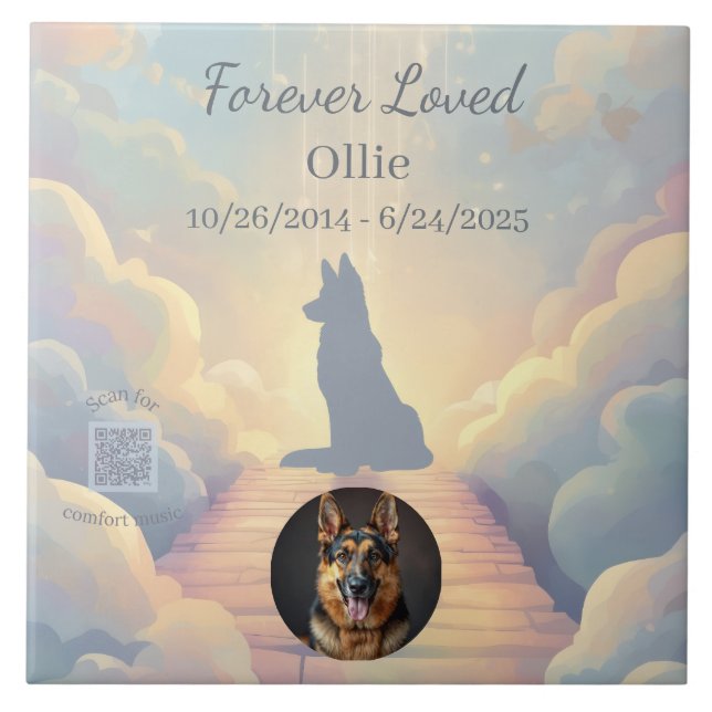 German Shepherd Rainbow Bridge Photo Tile (Front)