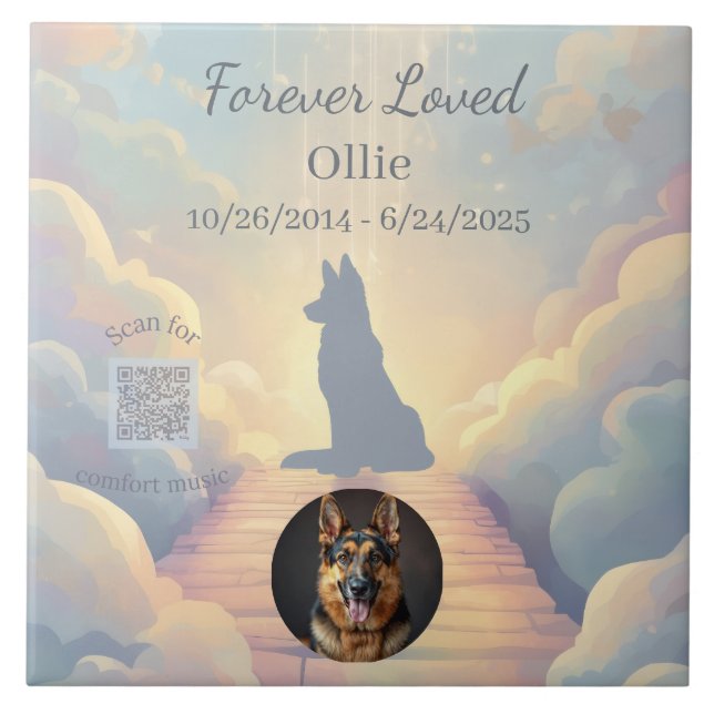 German Shepherd Rainbow Bridge Photo Tile (Front)