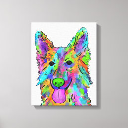 German Shepherd Rainbow Dog Painting Canvas Print