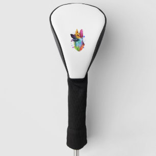 German Shepherd Rainbow Watercolor Paint Splatter Golf Head Cover