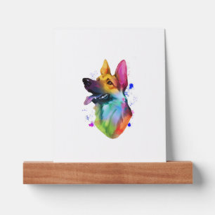 German Shepherd Rainbow Watercolor Paint Splatter Picture Ledge