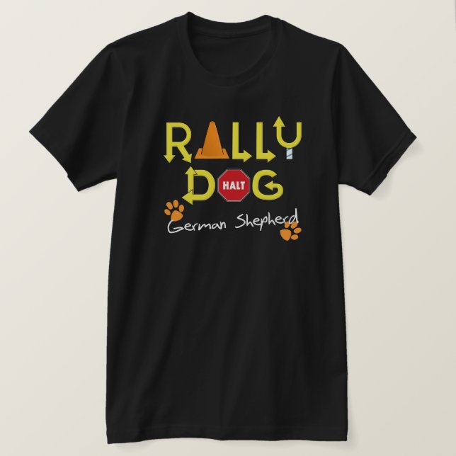 German Shepherd Rally Dog T-Shirt (Design Front)