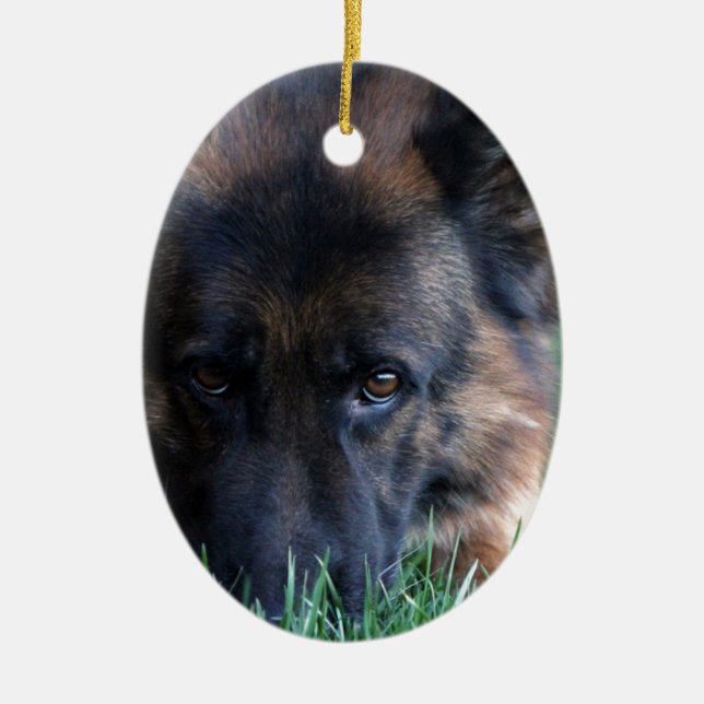 German Shepherd Randy vom Leithawald Ceramic Ornament (Front)