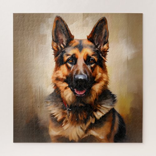 German Shepherd Realism Art Portrait Jigsaw Puzzle