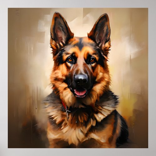 German Shepherd Realism Art Portrait Poster