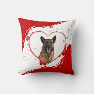 German Shepherd Red Heart Pillow