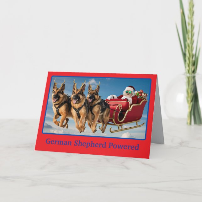 German Shepherd Reindeer Card (Front)