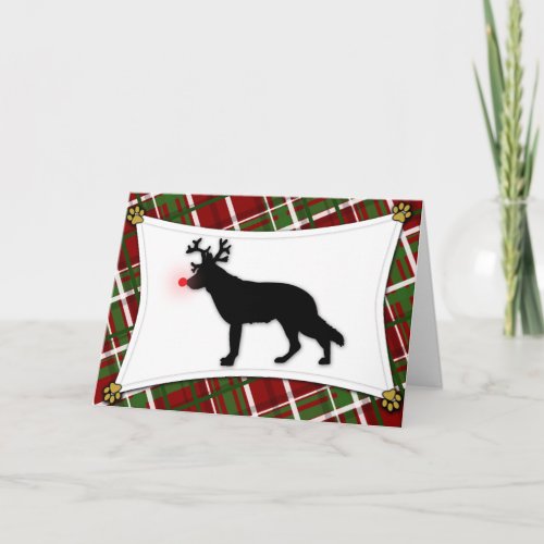 German Shepherd Reindeer Christmas Card