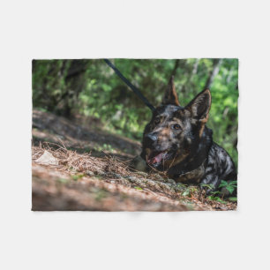 German Shepherd Resting in The Shade Fleece Blanket