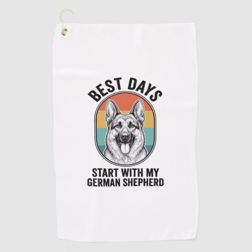 German Shepherd Retro Art Vintage Dog Lover Design Golf Towel