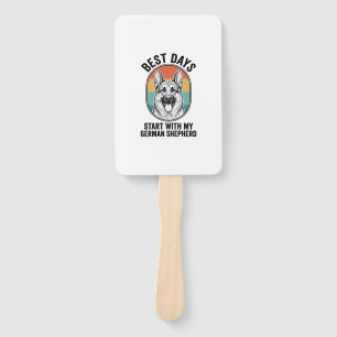 German Shepherd Retro Art Vintage Dog Lover Design Hand Fan