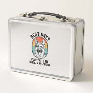 German Shepherd Retro Art Vintage Dog Lover Design Metal Lunch Box