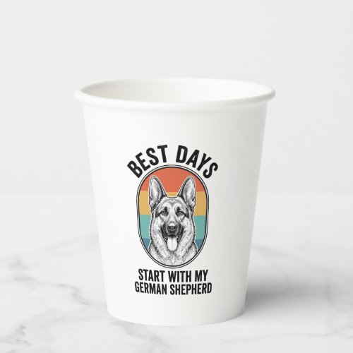 German Shepherd Retro Art Vintage Dog Lover Design Paper Cups