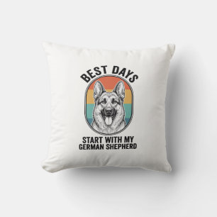 German Shepherd Retro Art Vintage Dog Lover Design Throw Pillow