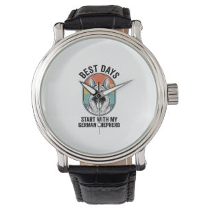 German Shepherd Retro Art Vintage Dog Lover Design Watch