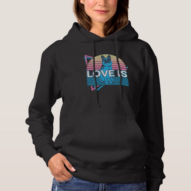 German Shepherd Retro Love Is Hoodie (Front)