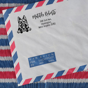 German Shepherd Return Address, Dog Breed Rubber Stamp