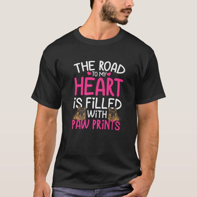 German Shepherd Road To My Heart Funny Dog Lover G T-Shirt (Front)