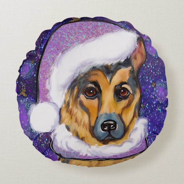 GERMAN SHEPHERD ROUND PILLOW (Front)