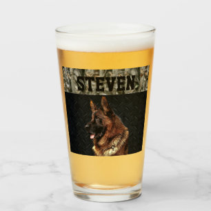 German Shepherd Rugged Camo Name Cool Dog Animal Glass