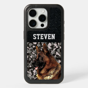 German Shepherd Rugged Camo Name Cool Dog Animal iPhone 15 Pro Case