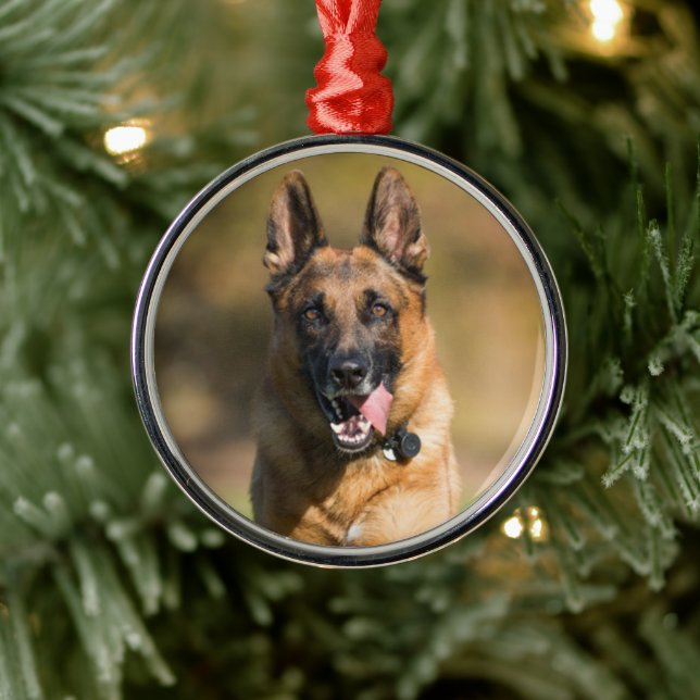 German Shepherd Running Metal Ornament (Tree)