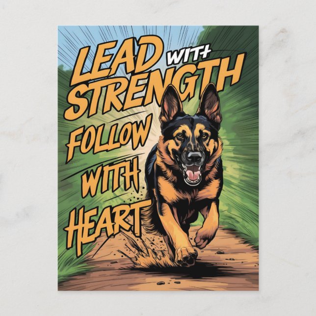 German Shepherd Running With Strength And Heart Postcard (Front)