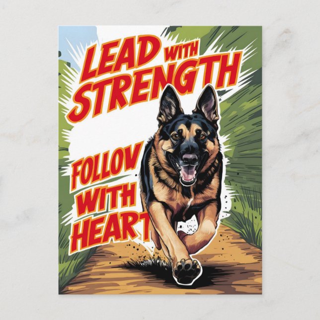 German Shepherd Running With Strength and Heart Postcard (Front)