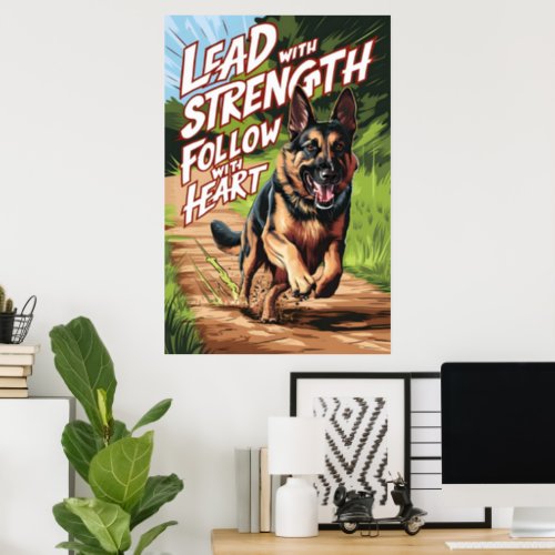 German Shepherd Running With Strength and Heart Poster