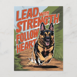 German Shepherd Runs With Strength Postcard