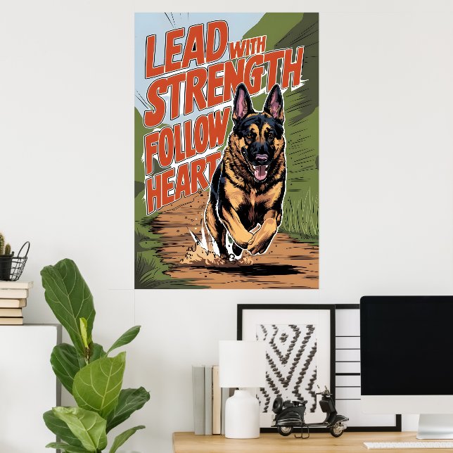 German Shepherd Runs With Strength Poster (Home Office)