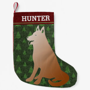 German Shepherd Rustic Christmas Dog Small Christmas Stocking
