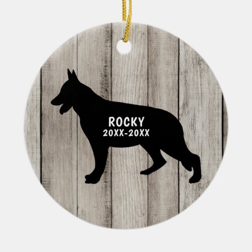 German Shepherd Rustic Wood Ceramic Ornament