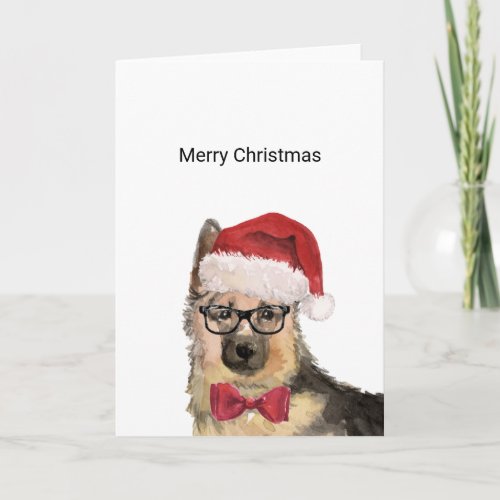 German Shepherd Santa Christmas Card