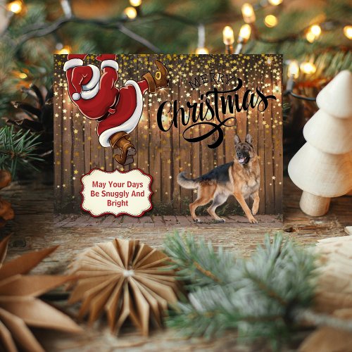 German Shepherd Santa Christmas Postcard
