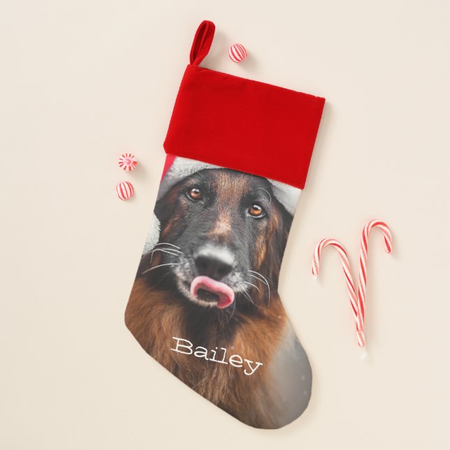 German Shepherd Santa Christmas Stocking (Front)