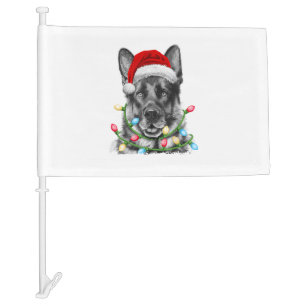 German Shepherd Santa Christmas Tree Lights Xmas B Car Flag