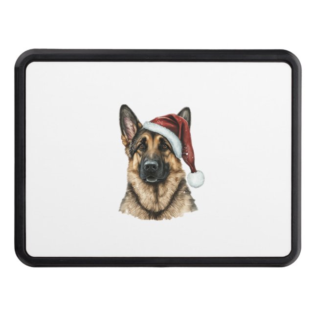 German Shepherd Santa Claus Dog Christmas  Hitch Cover (Front)