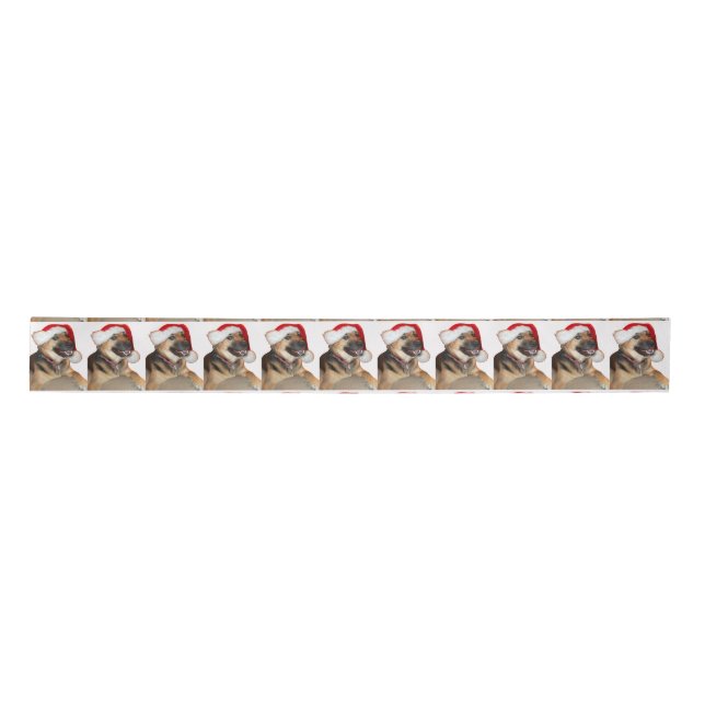 German Shepherd Santa Claus Satin Ribbon (Front)