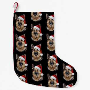 German Shepherd Santa Hat Portrait Christmas Xmas Small Christmas Stocking