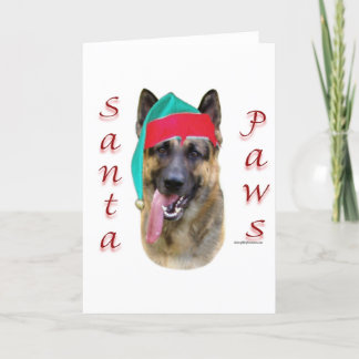 German Shepherd Santa Paws Holiday Card