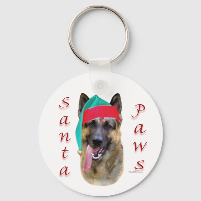 German Shepherd Santa Paws Keychain (Front)