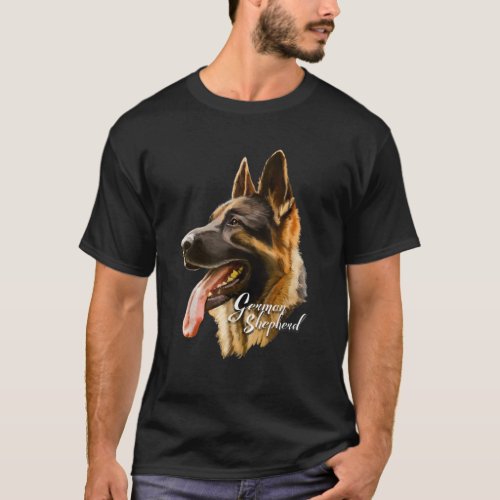 German Shepherd Sharp Dog T_Shirt Dogs Tee Shirt G